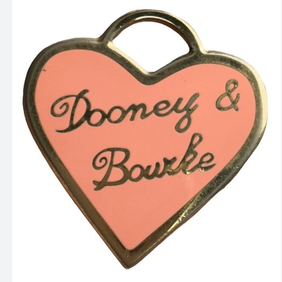 Dooney & Bourke Pink Enameled Heart Purse Charm Hang Tag Replacement Vintage - Picture 1 of 4